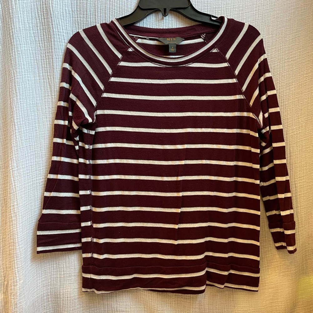 Mix by 41 Hawthorne maroon white striped long tee